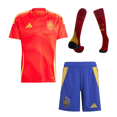 Spain Home Soccer Jersey Kit(Jersey+Shorts+Socks) Euro 2024 - Soccerdeal