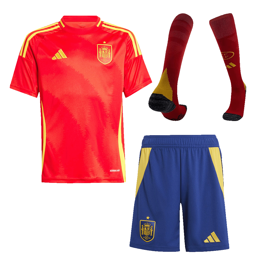 Kid's Spain Home Soccer Jersey Kit(Jersey+Shorts+Socks) Euro - Soccerdeal
