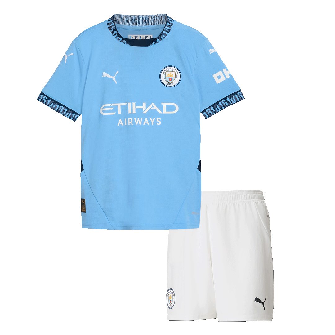 Kid's Manchester City Home Soccer Jersey Kit(Jersey+Shorts) - Soccerdeal