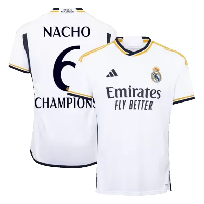 NACHO #6 CHAMPIONS Real Madrid Home Soccer Jersey 2023/24 - Soccerdeal