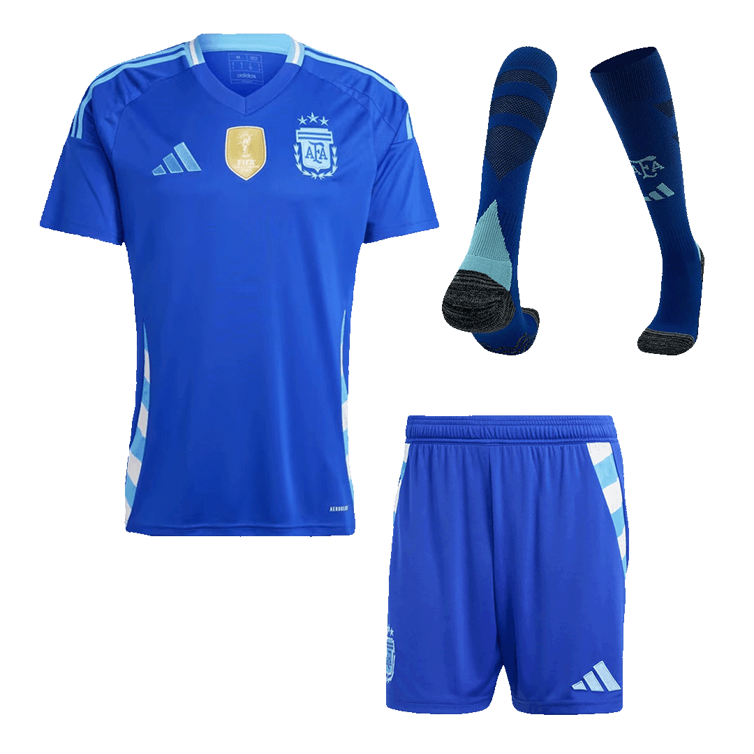 Argentina Away Soccer Jersey Kit(Jersey+Shorts+Socks) - Soccerdeal