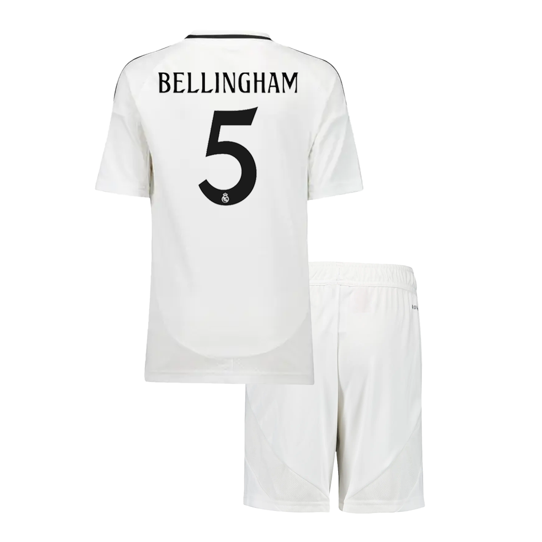 Kid's BELLINGHAM #5 Real Madrid Home Soccer Jersey Kit(Jersey+Shorts) - Soccerdeal
