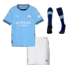 Kid's Manchester City Home Soccer Jersey Kit(Jersey+Shorts+Socks) 2024/25 - Soccerdeal