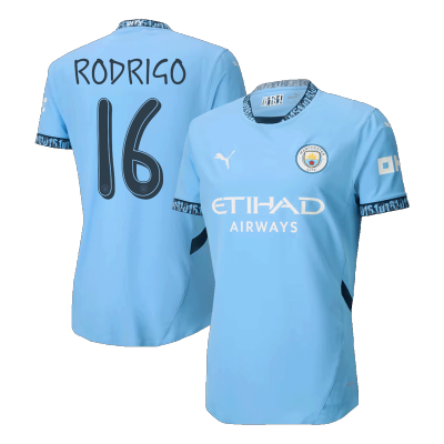 Authentic RODRIGO #16 Manchester City Home Soccer Jersey 2024/25 - UCL - Soccerdeal