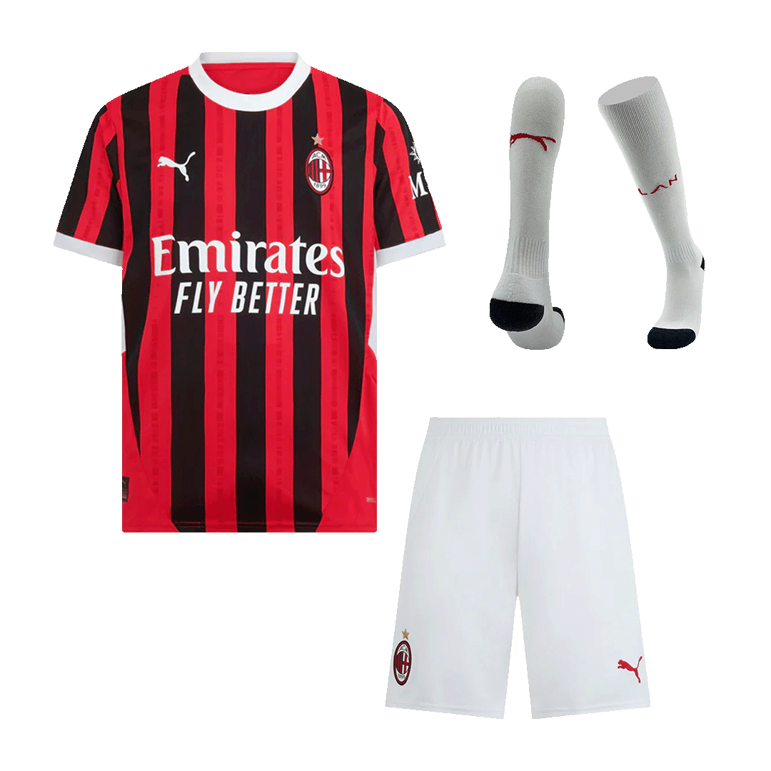 AC Milan Home Soccer Jersey Kit(Jersey+Shorts+Socks) - Soccerdeal