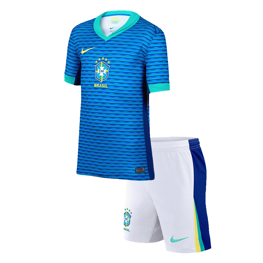 Kid's Brazil Away Soccer Jersey Kit(Jersey+Shorts) Copa America - Soccerdeal