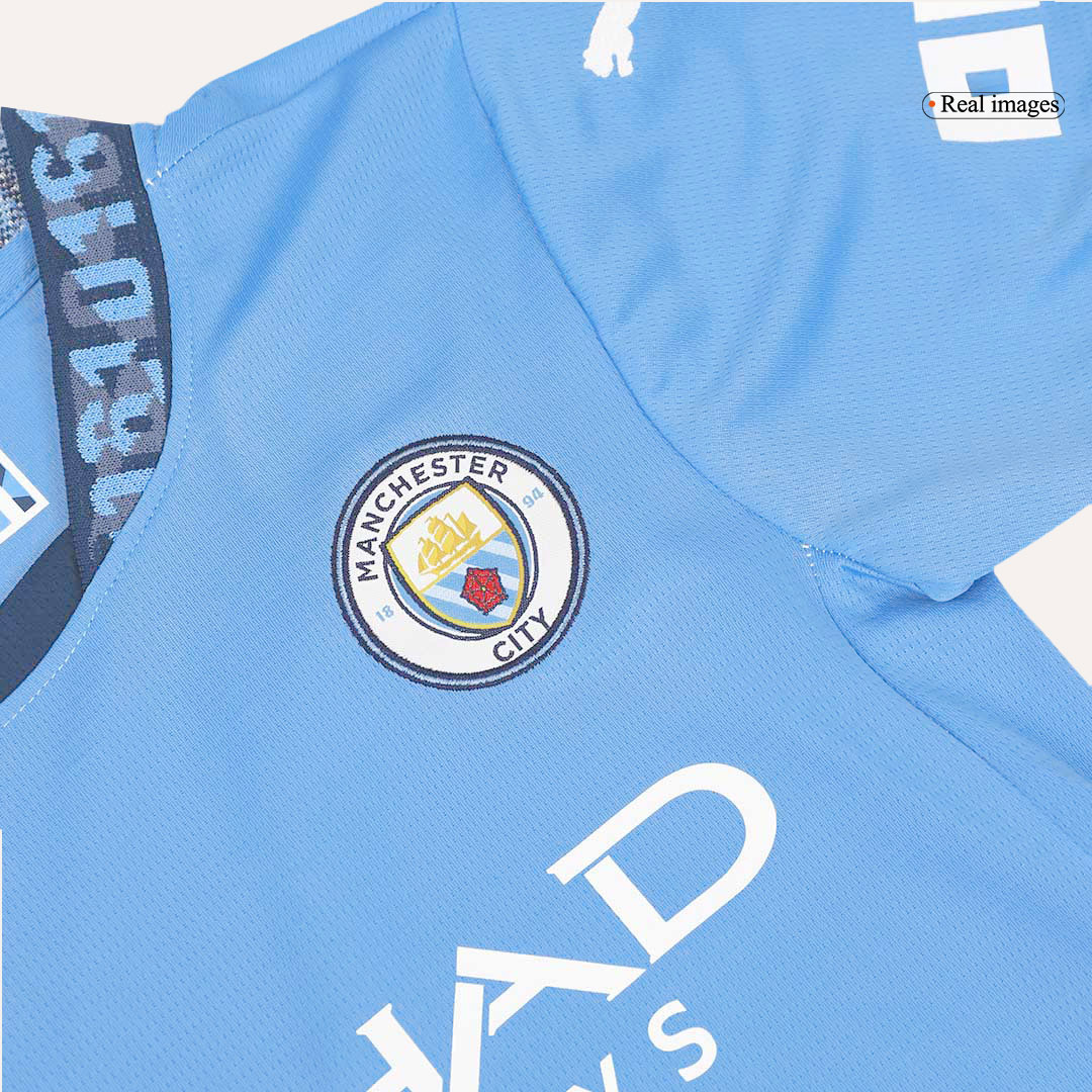 Kid's Manchester City Home Soccer Jersey Kit(Jersey+Shorts) - Soccerdeal