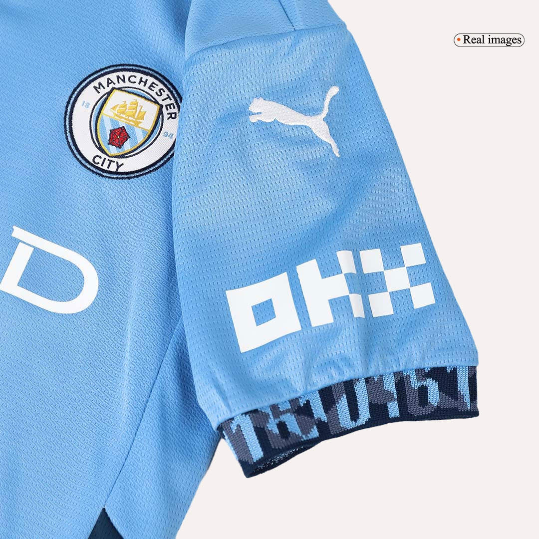 Kid's Manchester City Home Soccer Jersey Kit(Jersey+Shorts) - Soccerdeal