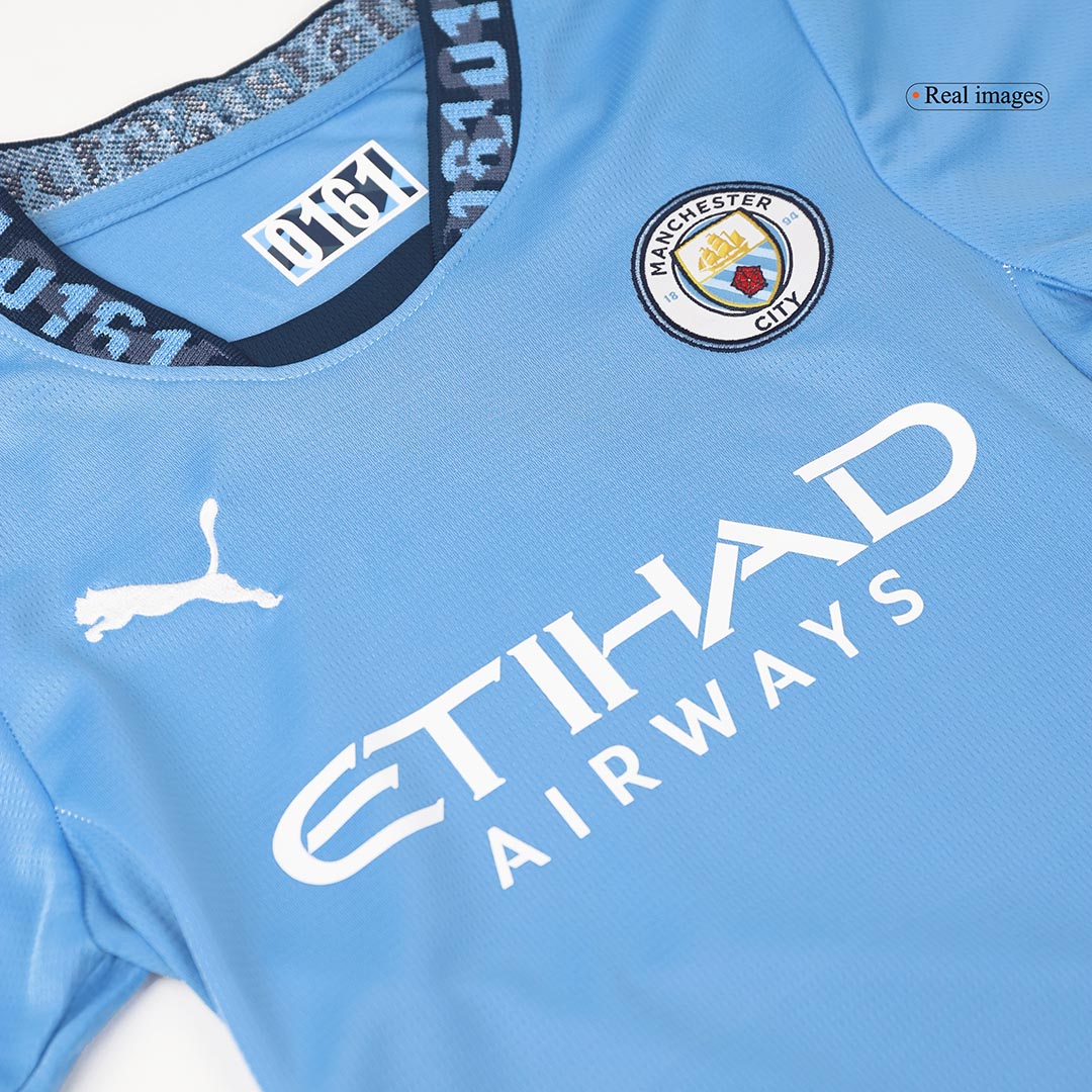 Kid's Manchester City Home Soccer Jersey Kit(Jersey+Shorts) - Soccerdeal