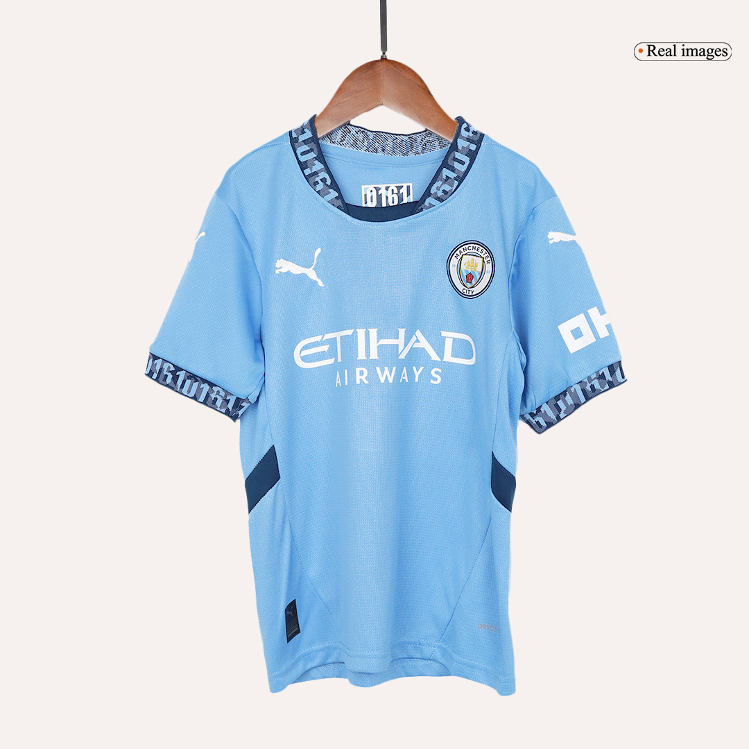 Kid's Manchester City Home Soccer Jersey Kit(Jersey+Shorts) - Soccerdeal