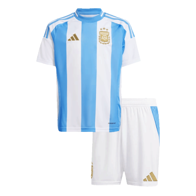 Kid's Argentina Home Soccer Jersey Kit(Jersey+Shorts) Copa America 2024 - Soccerdeal