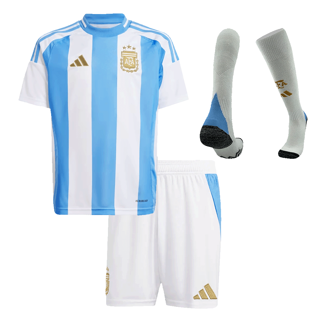 Kid's Argentina Home Soccer Jersey Kit(Jersey+Shorts+Socks) Copa America - Soccerdeal