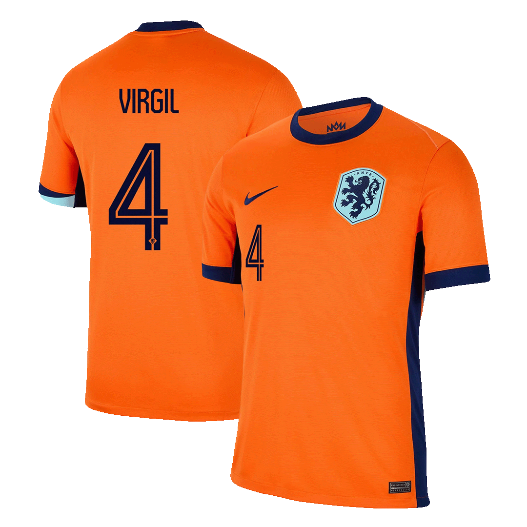 VIRGIL #4 Netherlands Home Soccer Jersey Euro - Soccerdeal
