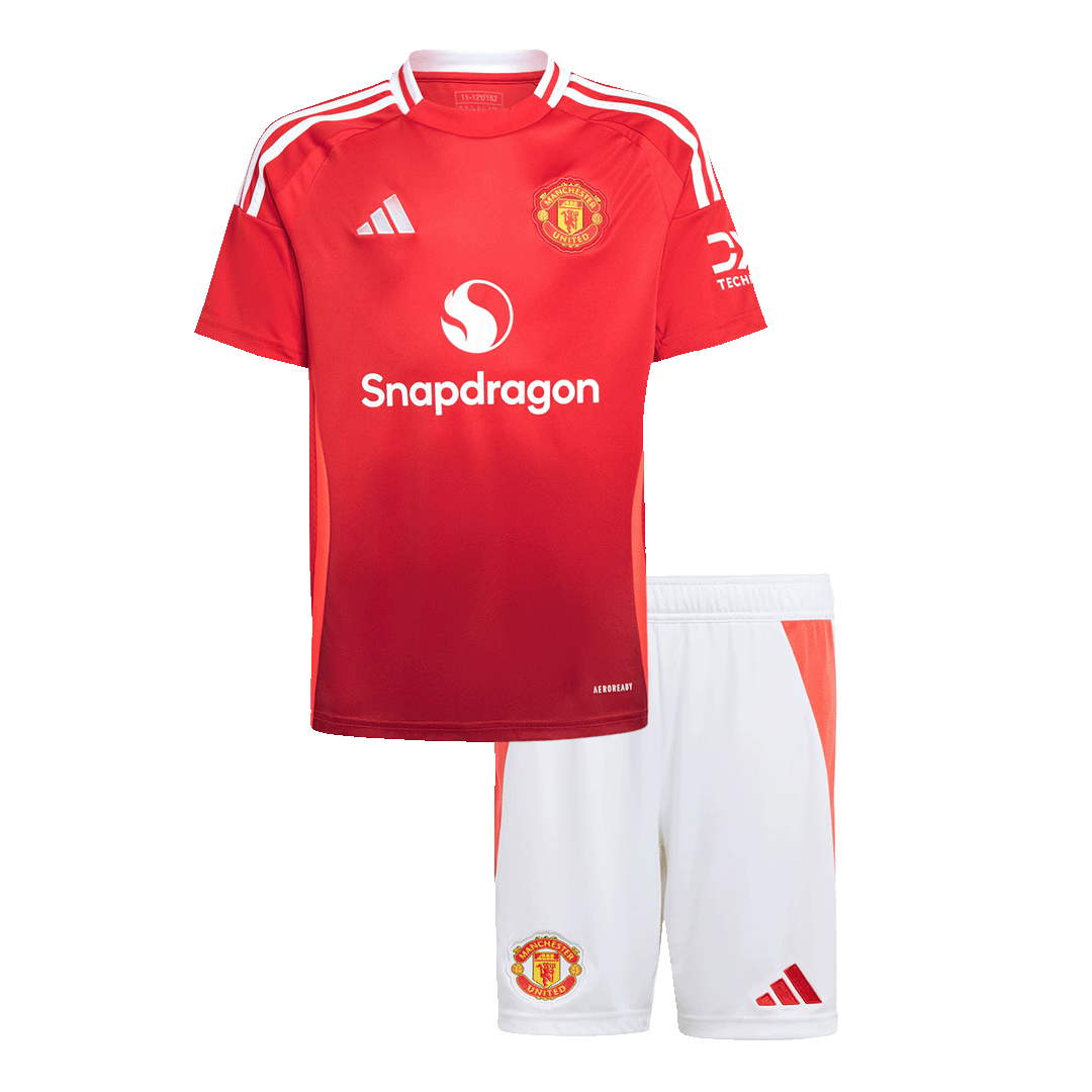 Kid's Manchester United Home Soccer Jersey Kit(Jersey+Shorts) - Soccerdeal