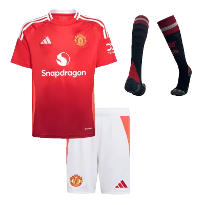 Kid's Manchester United Home Soccer Jersey Kit(Jersey+Shorts+Socks) 2024/25 - Soccerdeal
