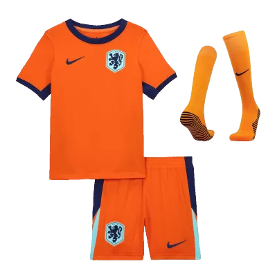 Kid's Netherlands Home Soccer Jersey Kit(Jersey+Shorts+Socks) Euro 2024 - Soccerdeal