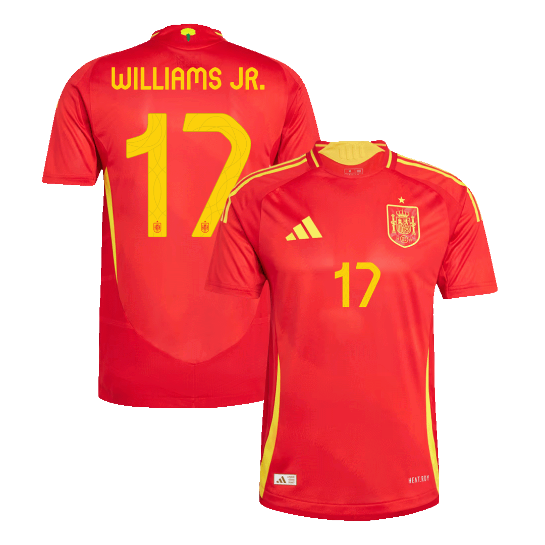 Authentic WILLIAMS JR. #17 Spain Home Soccer Jersey Euro - Soccerdeal