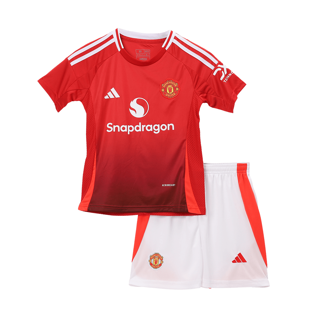 Kid's Manchester United Home Soccer Jersey Kit(Jersey+Shorts) - Soccerdeal
