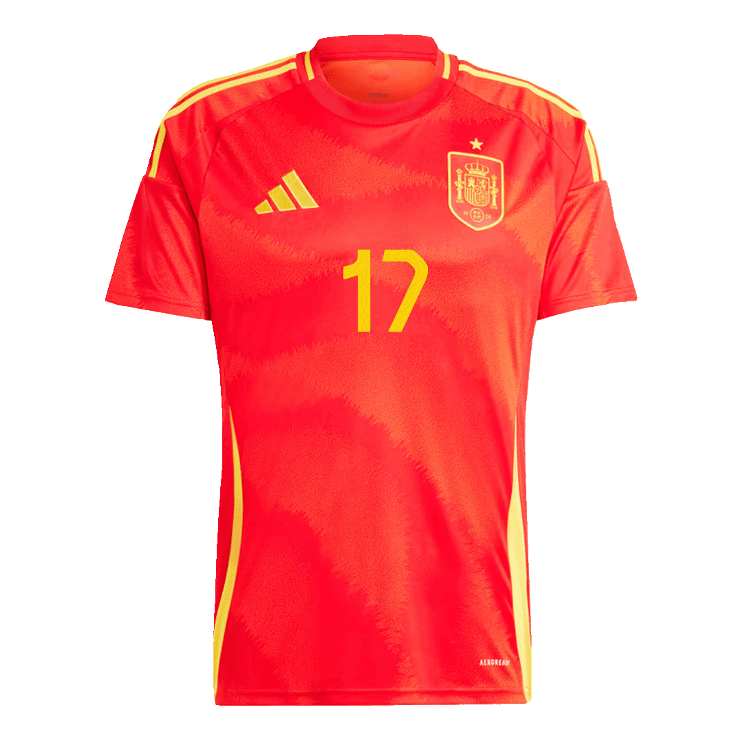 WILLIAMS JR. #17 Spain Home Soccer Jersey Euro - Soccerdeal
