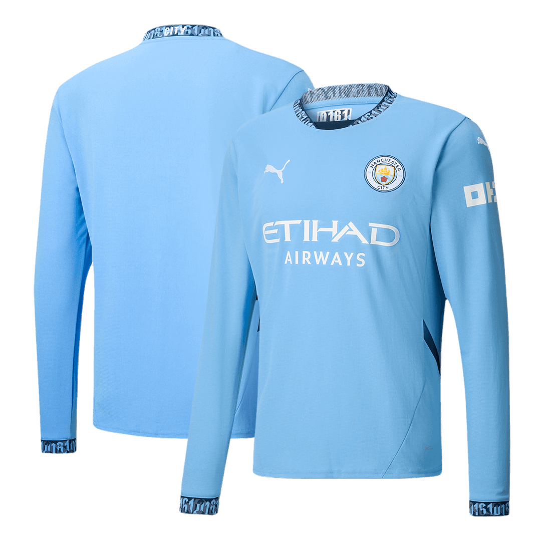 Manchester City Home Long Sleeve Soccer Jersey - Soccerdeal