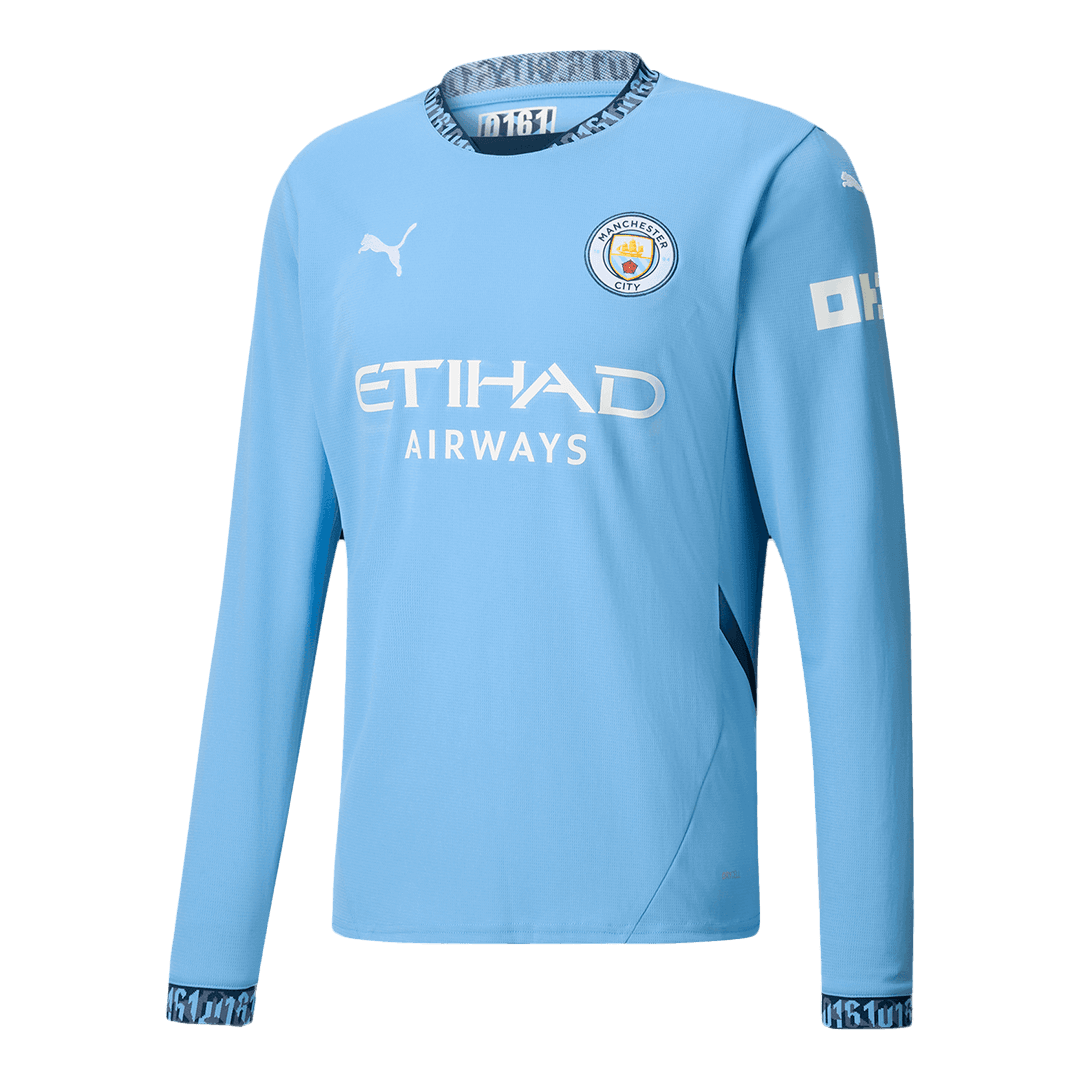 Manchester City Home Long Sleeve Soccer Jersey - Soccerdeal