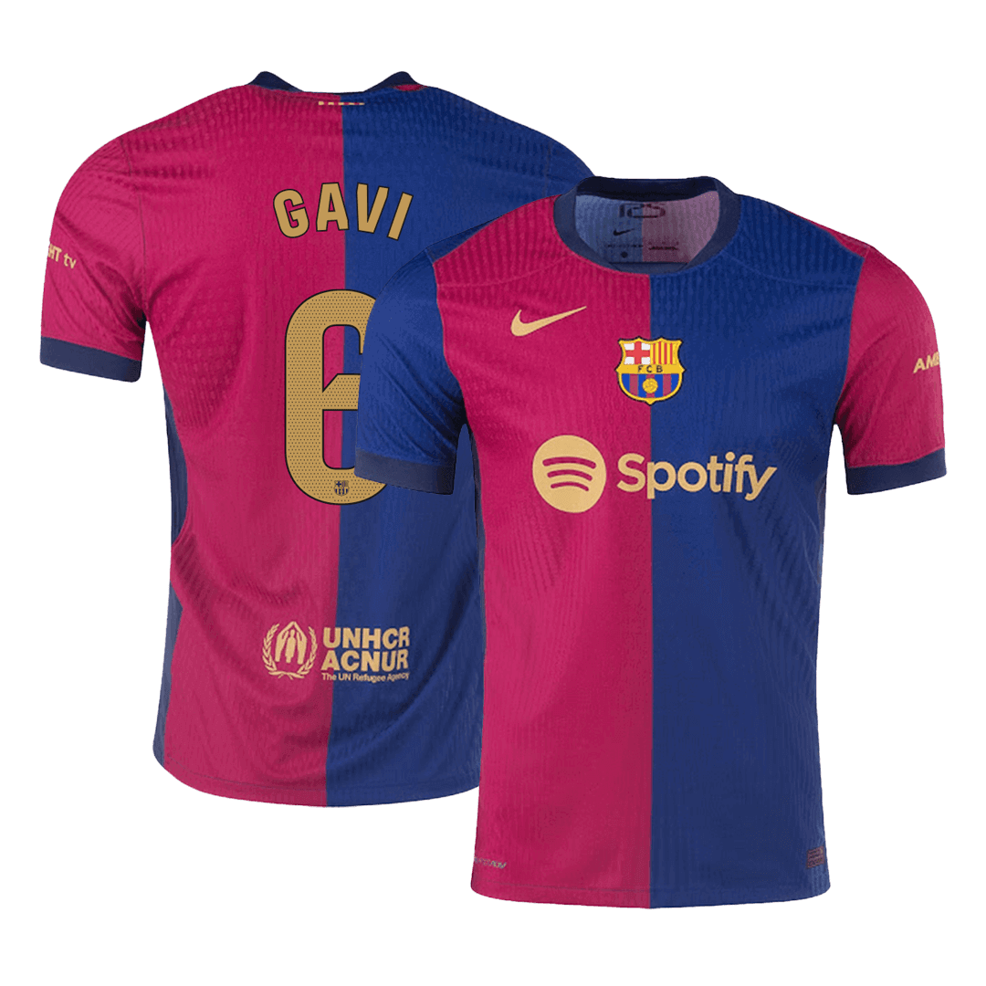 GAVI #6 Barcelona Home Soccer Jersey Player Version - Soccerdeal