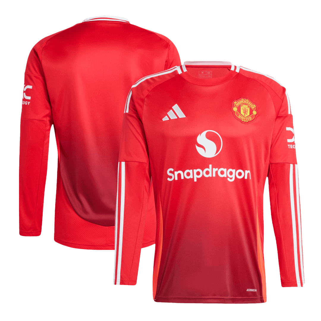 Manchester United Home Long Sleeve Soccer Jersey - Soccerdeal