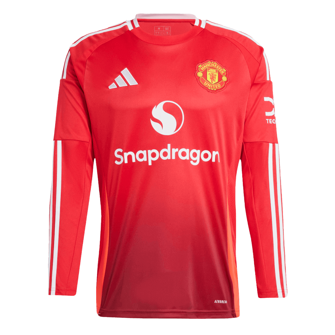 Manchester United Home Long Sleeve Soccer Jersey - Soccerdeal