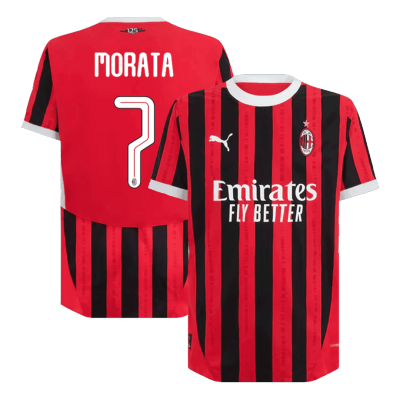 Authentic MORATA #7 AC Milan Home Soccer Jersey 2024/25 - UCL - Soccerdeal