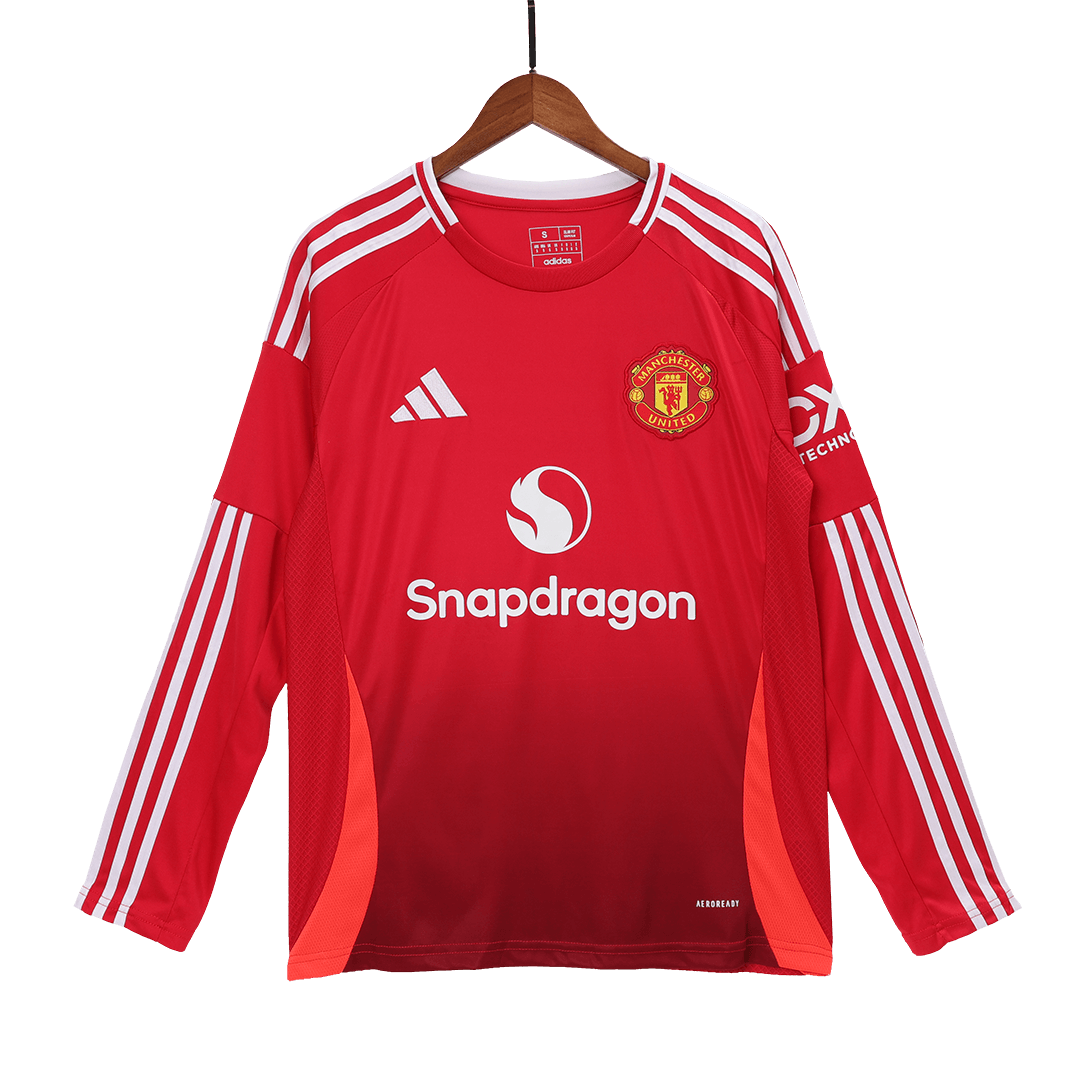 Manchester United Home Long Sleeve Soccer Jersey - Soccerdeal