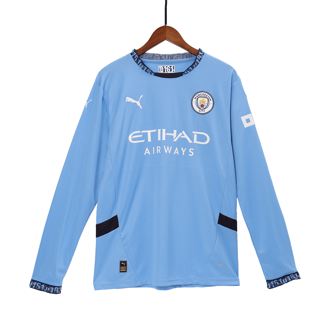 Manchester City Home Long Sleeve Soccer Jersey - Soccerdeal
