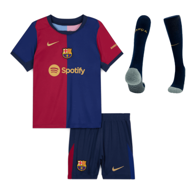 Kid's Barcelona Home Soccer Jersey Kit(Jersey+Shorts+Socks) 2024/25 - Soccerdeal