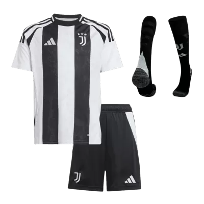 Kid's Juventus Home Soccer Jersey Kit(Jersey+Shorts+Socks) 2024/25 - Soccerdeal