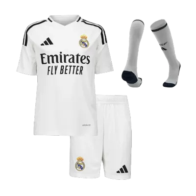 Kid's Real Madrid Home Soccer Jersey Kit(Jersey+Shorts+Socks) 2024/25 - Soccerdeal