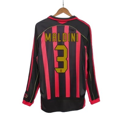 Retro MALDINI #3 2006/07 AC Milan Home Long Sleeve Soccer Jersey - Soccerdeal