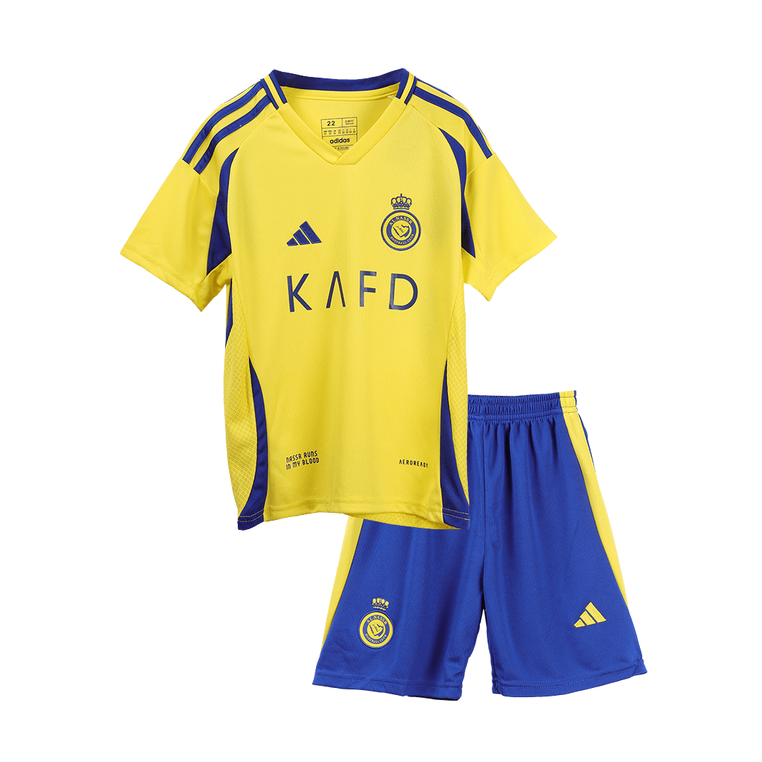 Kid's RONALDO #7 Al Nassr Home Soccer Jersey Kit(Jersey+Shorts) - ACL - Soccerdeal