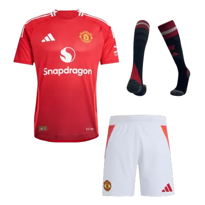 Authentic Manchester United Home Soccer Jersey Kit(Jersey+Shorts+Socks) 2024/25 - Soccerdeal