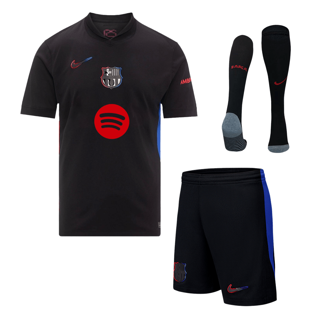 Barcelona Away Soccer Jersey Kit(Jersey+Shorts+Socks)- Spotify Logo Without Text - Soccerdeal