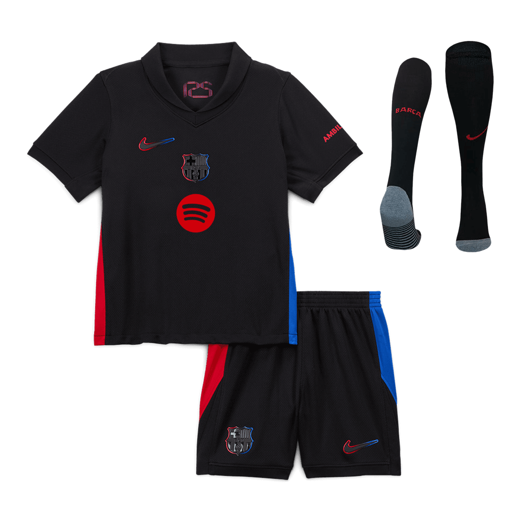 Kid's Barcelona Away Soccer Jersey Kit(Jersey+Shorts+Socks) - Spotify Logo Without Text - Soccerdeal