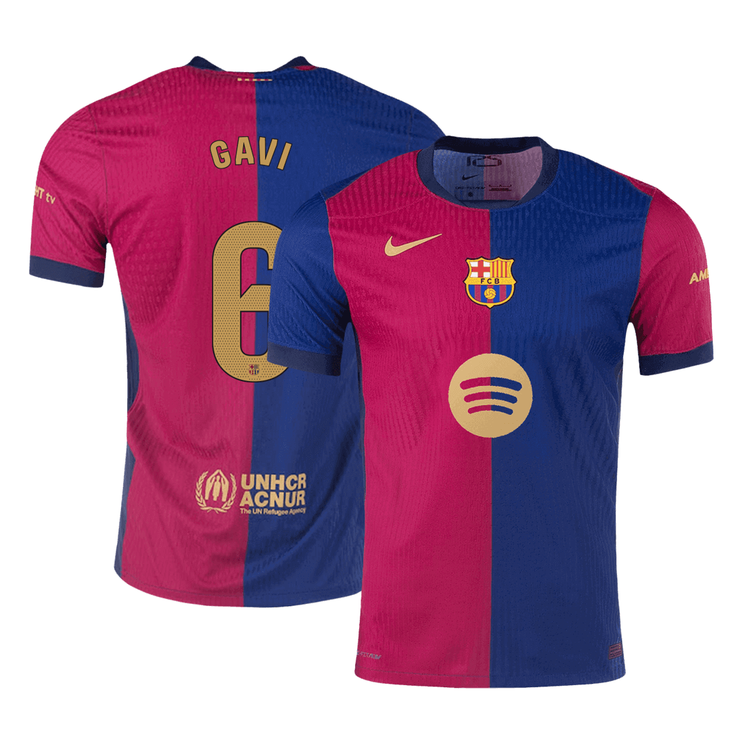 GAVI #6 Barcelona Home Soccer Jersey Player Version - Soccerdeal