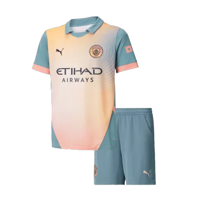 Kid's Manchester City Fourth Away Soccer Jersey Kit(Jersey+Shorts) 2024/25- UCL - Soccerdeal