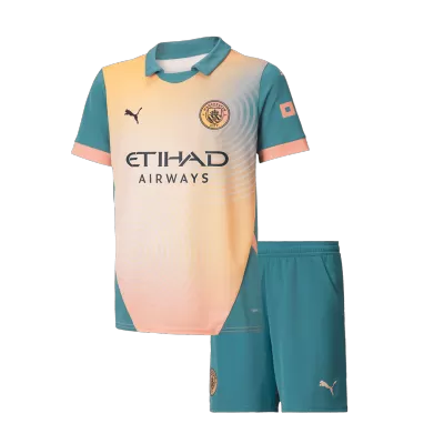 Kid's Manchester City Fourth Away Soccer Jersey Kit(Jersey+Shorts) 2024/25- UCL - Soccerdeal