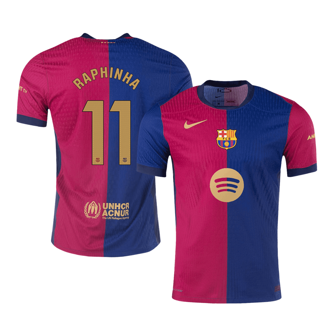 RAPHINHA #11 Barcelona Home Soccer Jersey Player Version - Soccerdeal