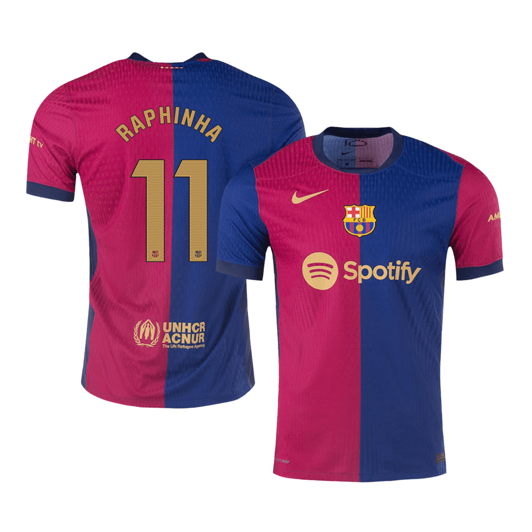 RAPHINHA #11 Barcelona Home Soccer Jersey Player Version - Soccerdeal