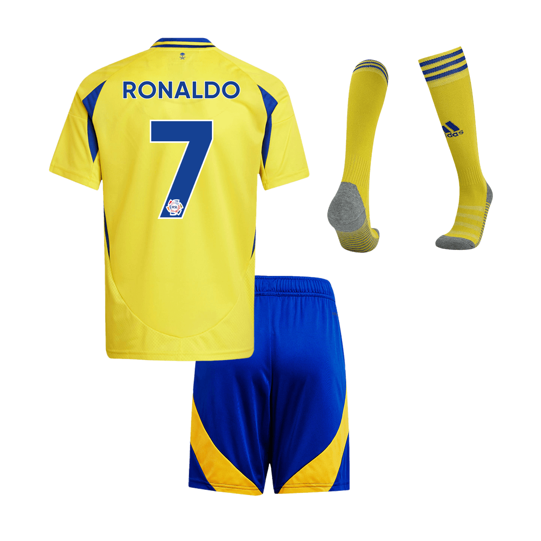 Kid's RONALDO #7 Al Nassr Home Soccer Jersey Kit(Jersey+Shorts+Socks) - Soccerdeal