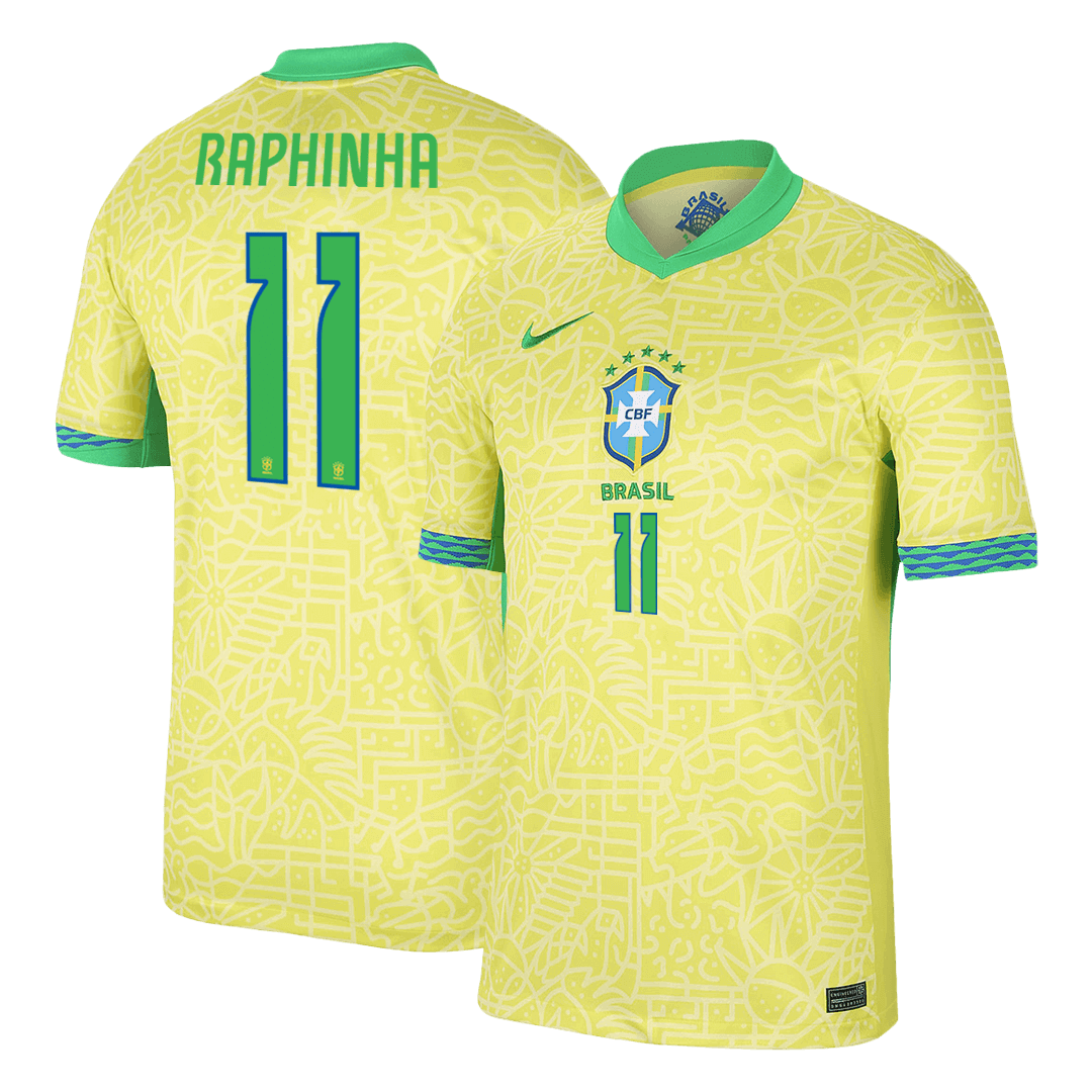 RAPHINHA #11 Brazil Home Soccer Jersey Copa America - Soccerdeal