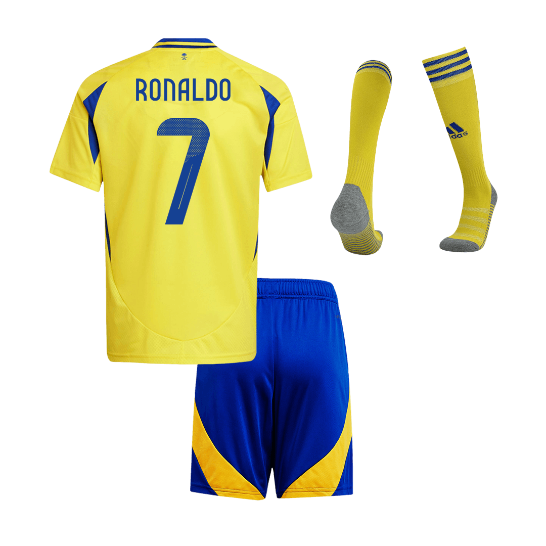 Kid's RONALDO #7 Al Nassr Home Soccer Jersey Kit(Jersey+Shorts+Socks) - ACL - Soccerdeal