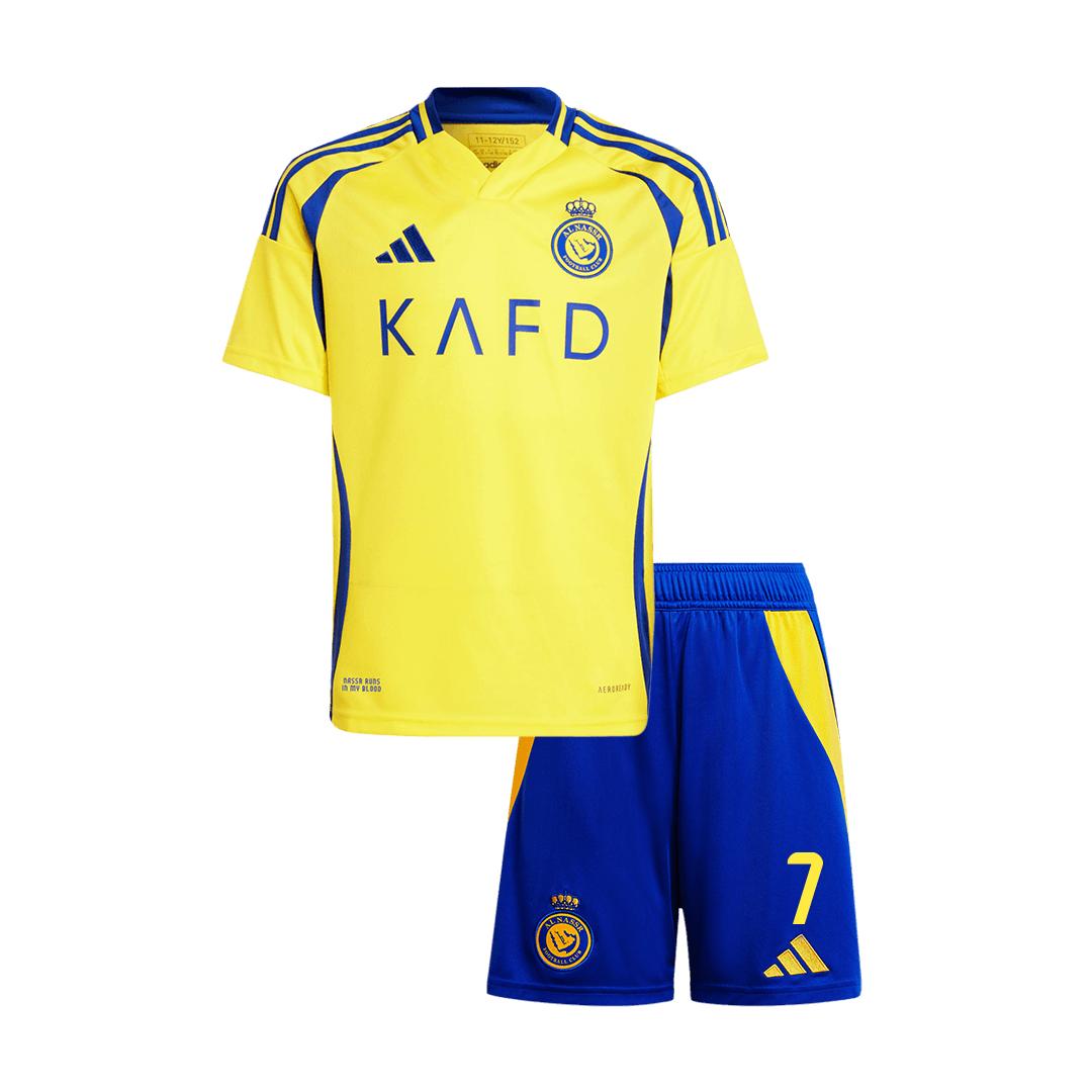 Kid's RONALDO #7 Al Nassr Home Soccer Jersey Kit(Jersey+Shorts) - ACL - Soccerdeal