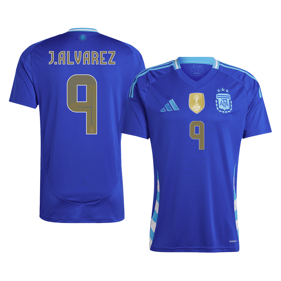 J.ALVAREZ #9 Argentina Away Soccer Jersey - Soccerdeal