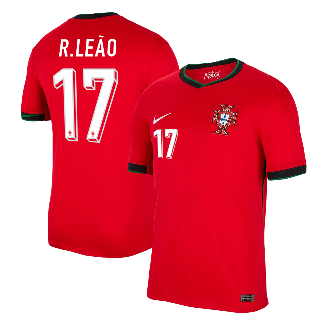 R.LEÃO #17 Portugal Home Soccer Jersey Euro - Soccerdeal